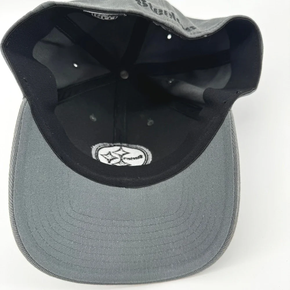 Pittsburgh Steelers OTS Hat Mens M-L Gray Grey NFL Stretch Fit Baseball Cap